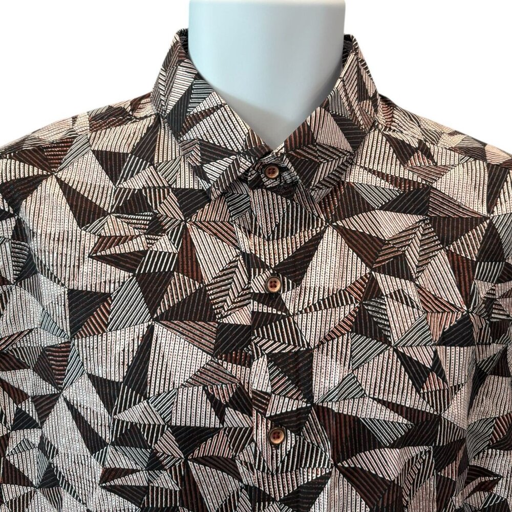 Hart Schaffner Marx‎ Geometric Button Shirt Men’s Large Cotton Tencel - Picture 3 of 4